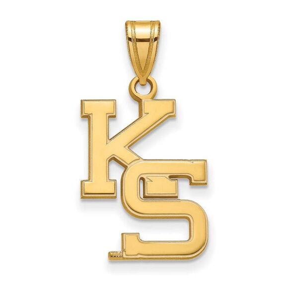 14k Yellow Gold Kansas State Large 'KS' Pendant